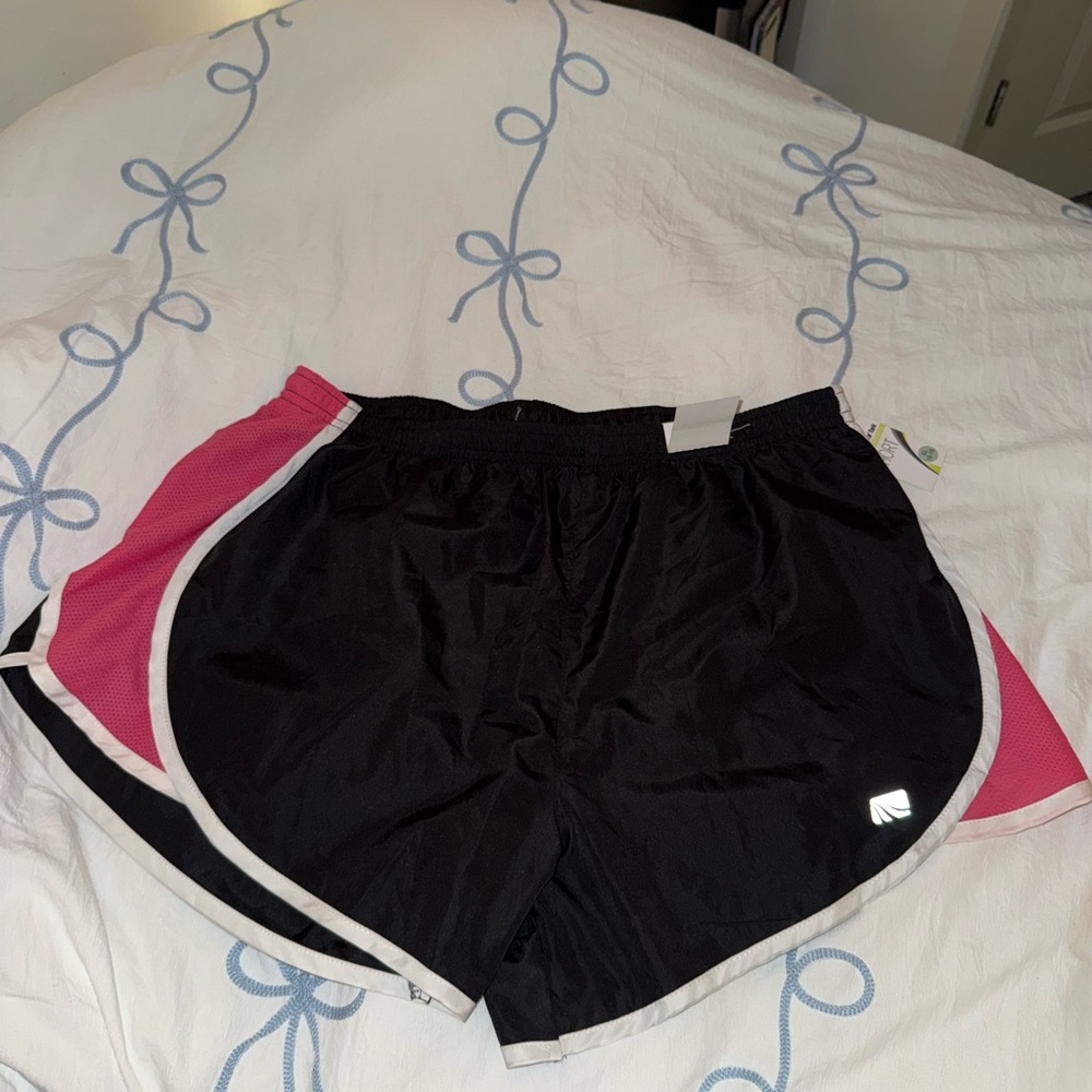 Marika Black and Pink Athletic Shorts Lightweight Elastic Waist